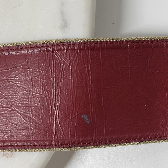 VTG Yves Saint Laurent Suede Belt 75/30 Burgundy Red Bakelite Buckle Gold Trim main image 12